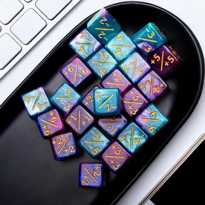 PUGED Magic The Gathering Counter Dice Set 48 Pcs D6 MTG Dice Life Counters Tokens Dice for Magic Card Game Accessories with 6 Pcs Drawstring Bags and Tray (Color) - Image 4